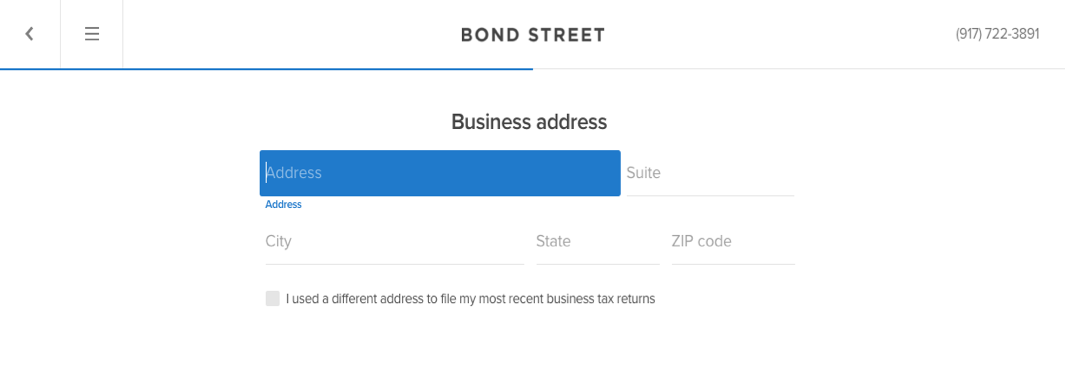 bond street pre-qualification application business address