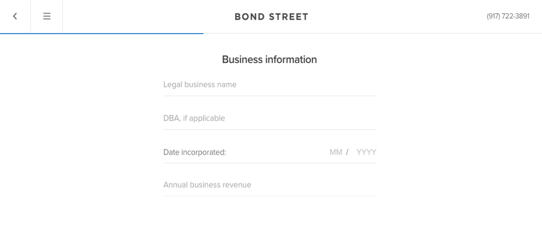 bond street pre-qualification application business information