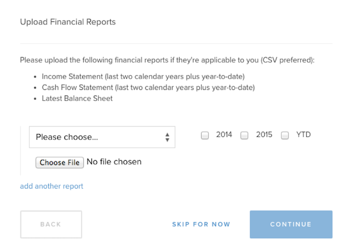 bond street application upload financial statements